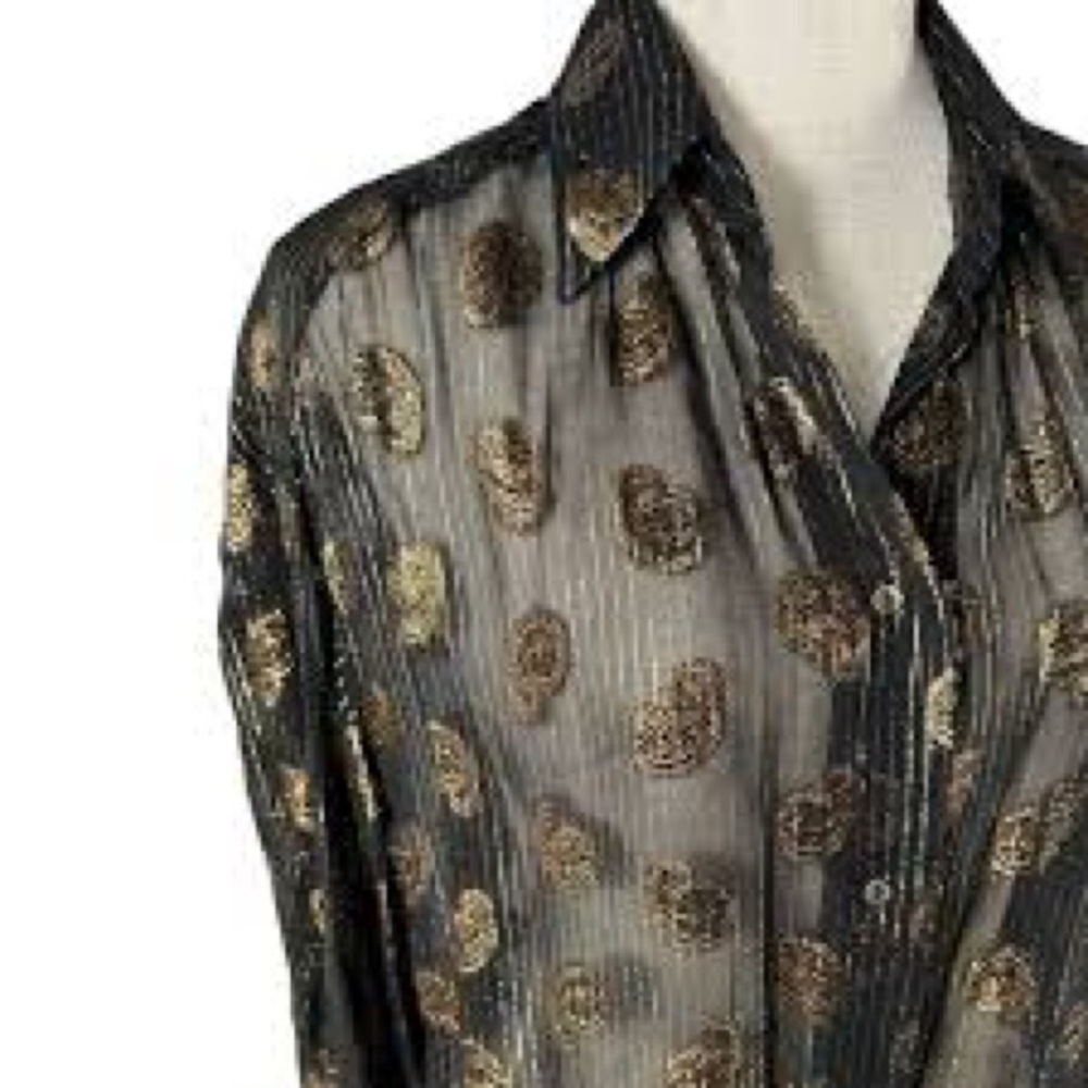 Zara Black and Gold Patterned Blouse